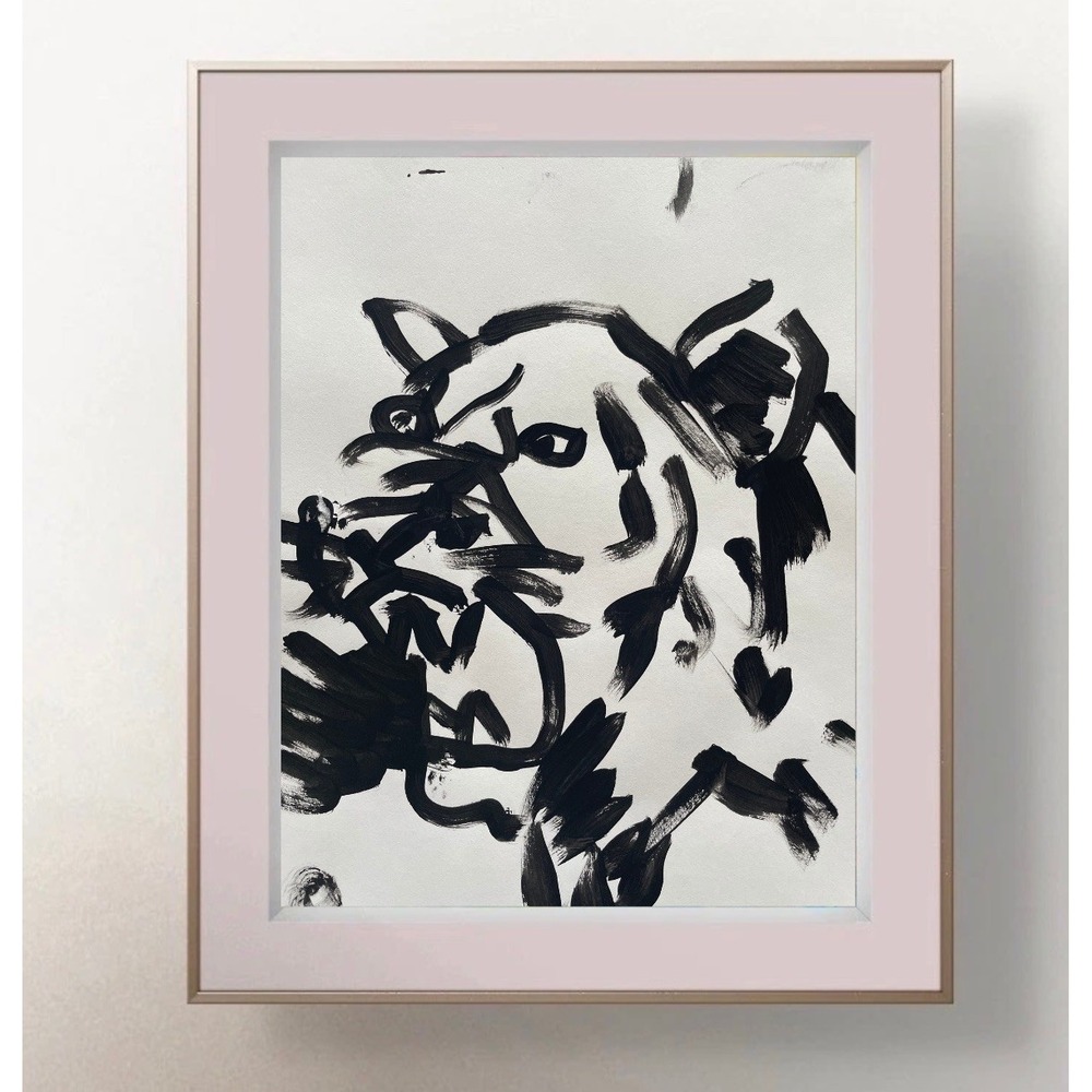 Oman Original Neo Expressionism Puma Abstract Big Cat Painting Fine Art 8.5x11
